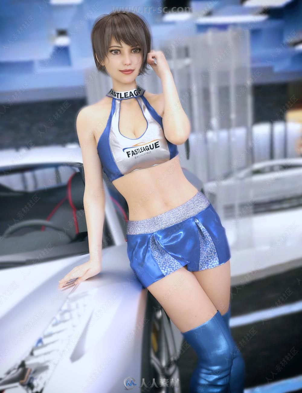 帅气华丽女性赛车服套装3D模型合集