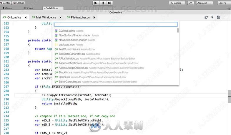轻量级代码编辑器工具Unity游戏素材资源