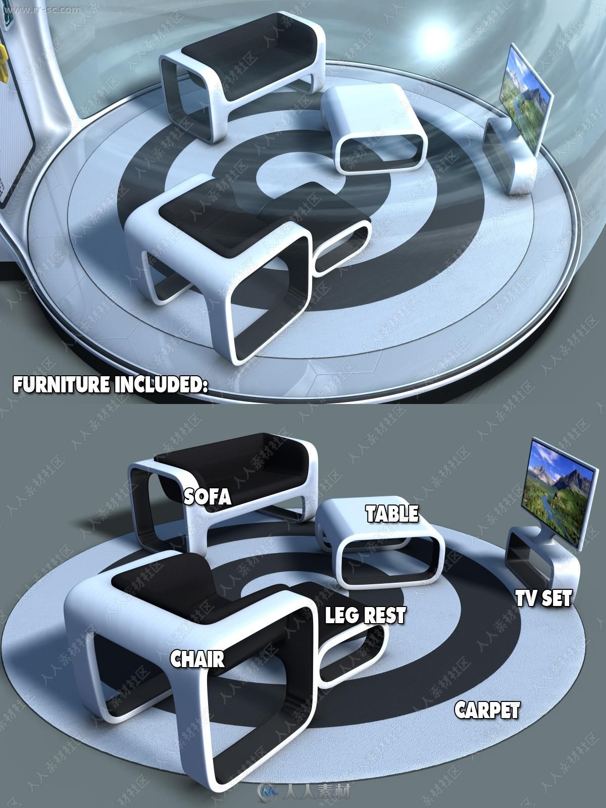 未来科技休闲住宅落地原型玻璃空间3D模型