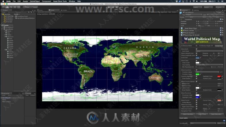 世界政治地图游戏场景工具Unity游戏素材资源