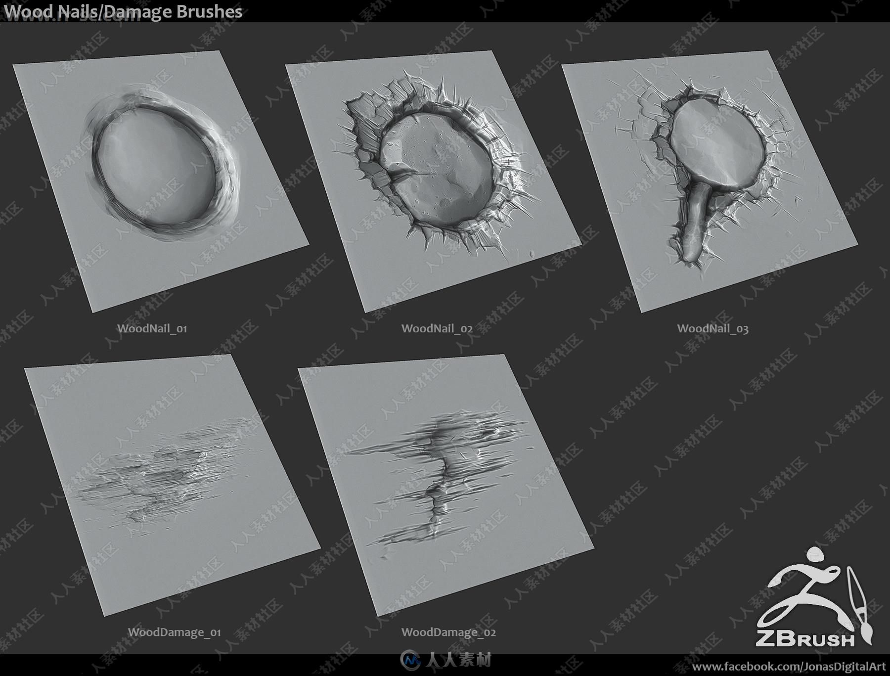 20组Zbursh与SP经典木质纹理笔刷合集