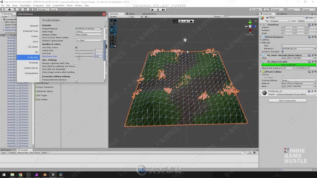 Unity中Probuilder工具使用技术训练视频教程
