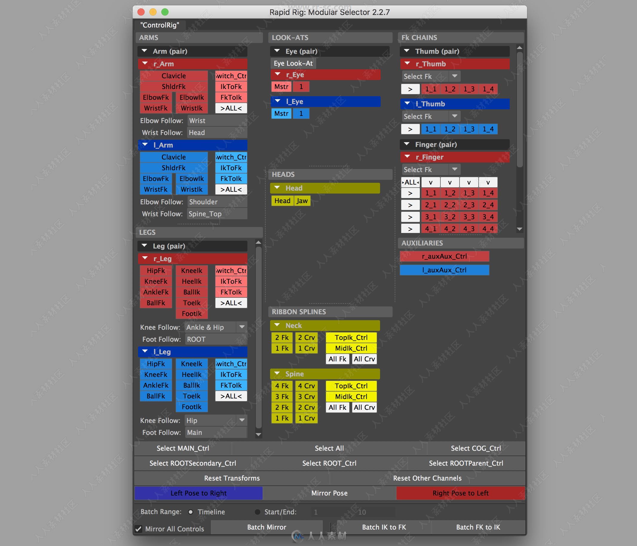 Rapid Rig Modular快速自动绑定Maya插件V2.3.7版