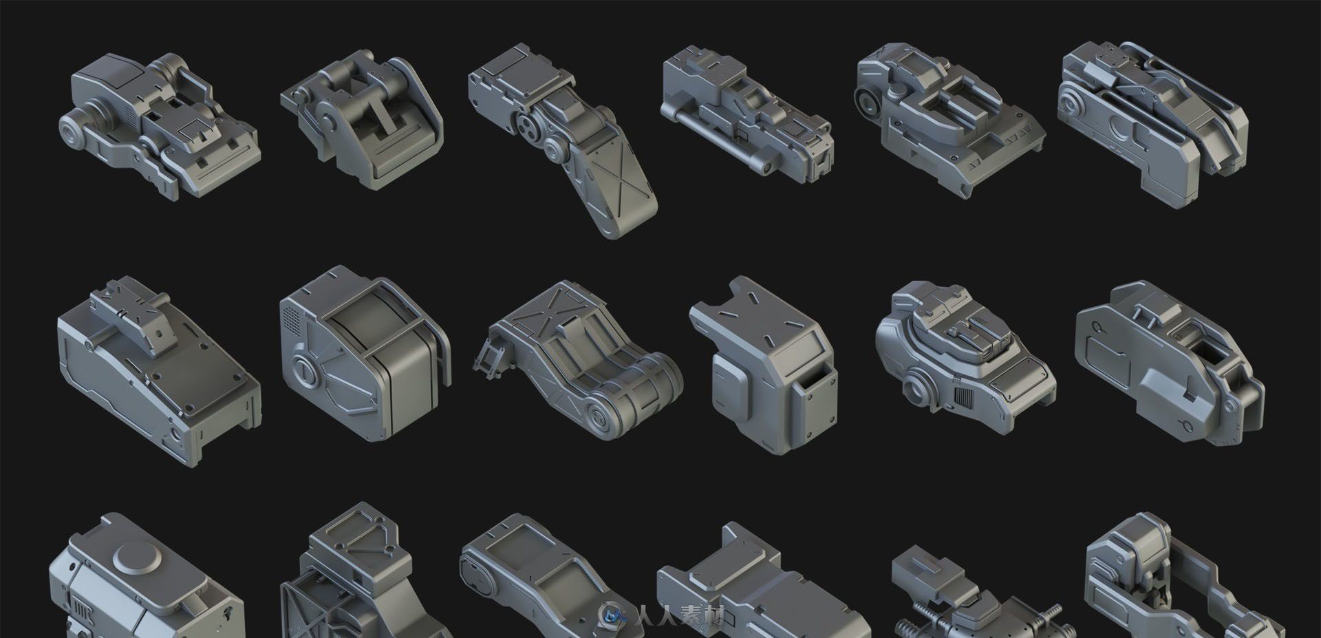 【机械高模 零部件】Hard Surface Kitbash Pack 01【1.04G】