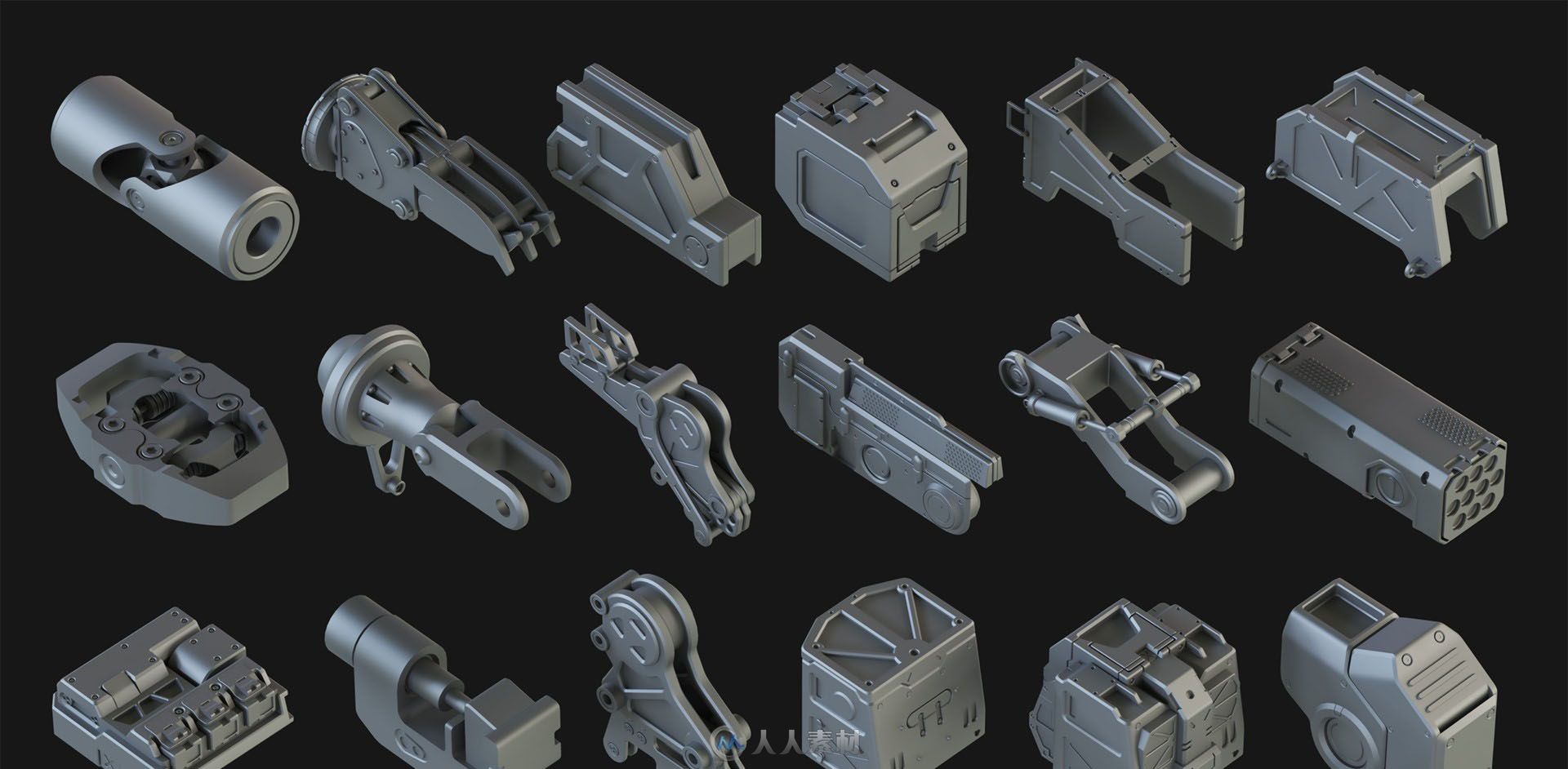 【机械高模 零部件】Hard Surface Kitbash Pack 01【1.04G】