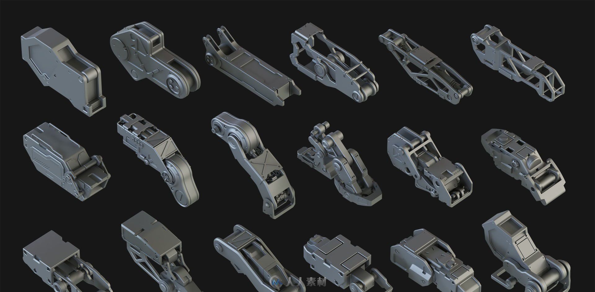 【机械高模 零部件】Hard Surface Kitbash Pack 01【1.04G】