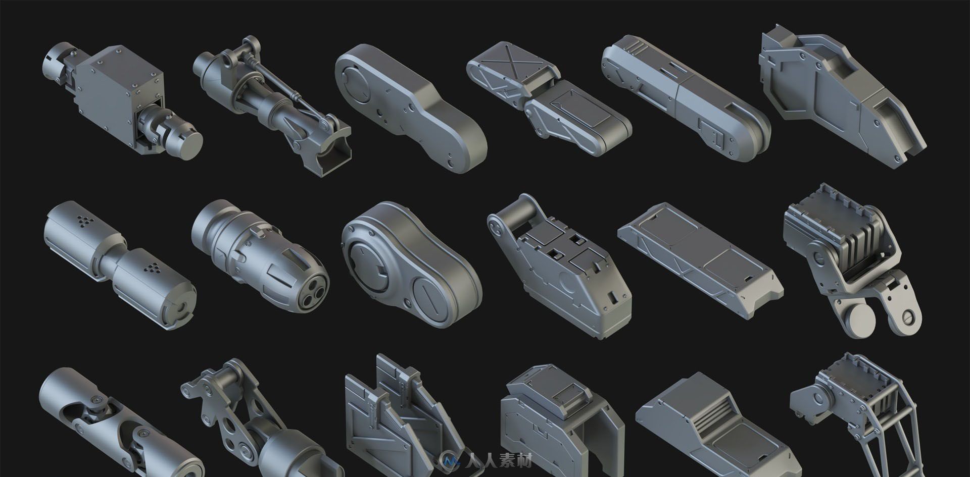 【机械高模 零部件】Hard Surface Kitbash Pack 01【1.04G】