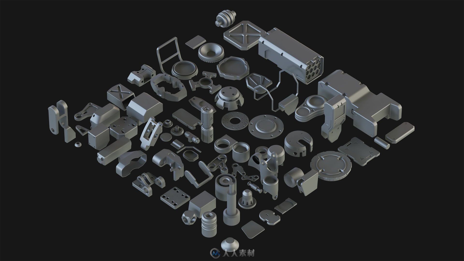 【机械高模 零部件】Hard Surface Kitbash Pack 01【1.04G】