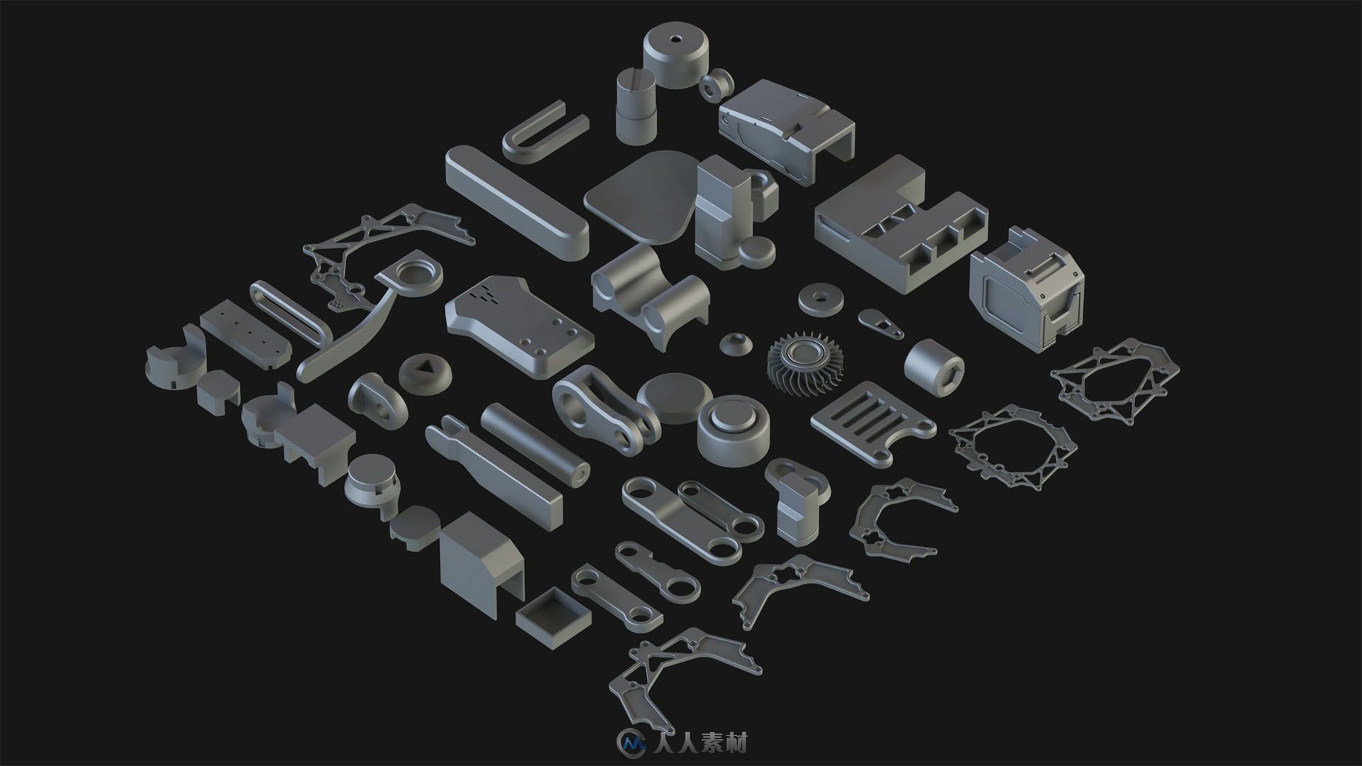 【机械高模 零部件】Hard Surface Kitbash Pack 01【1.04G】