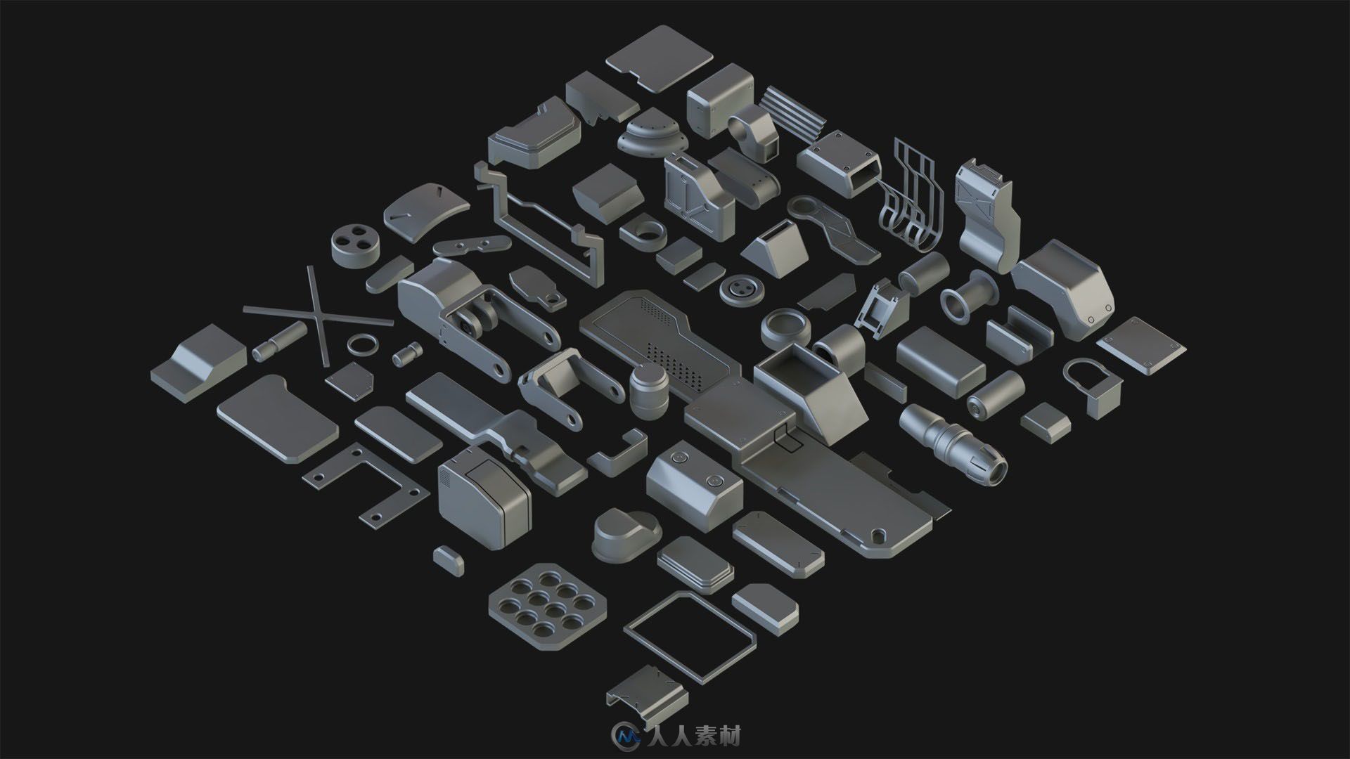 【机械高模 零部件】Hard Surface Kitbash Pack 01【1.04G】