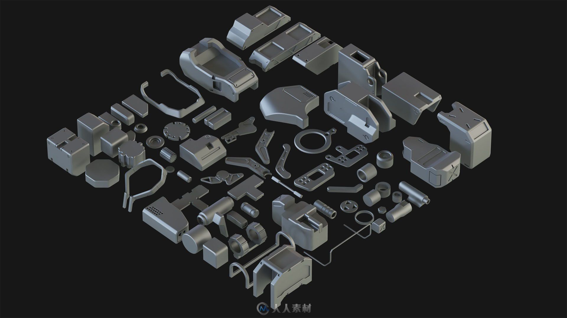 【机械高模 零部件】Hard Surface Kitbash Pack 01【1.04G】