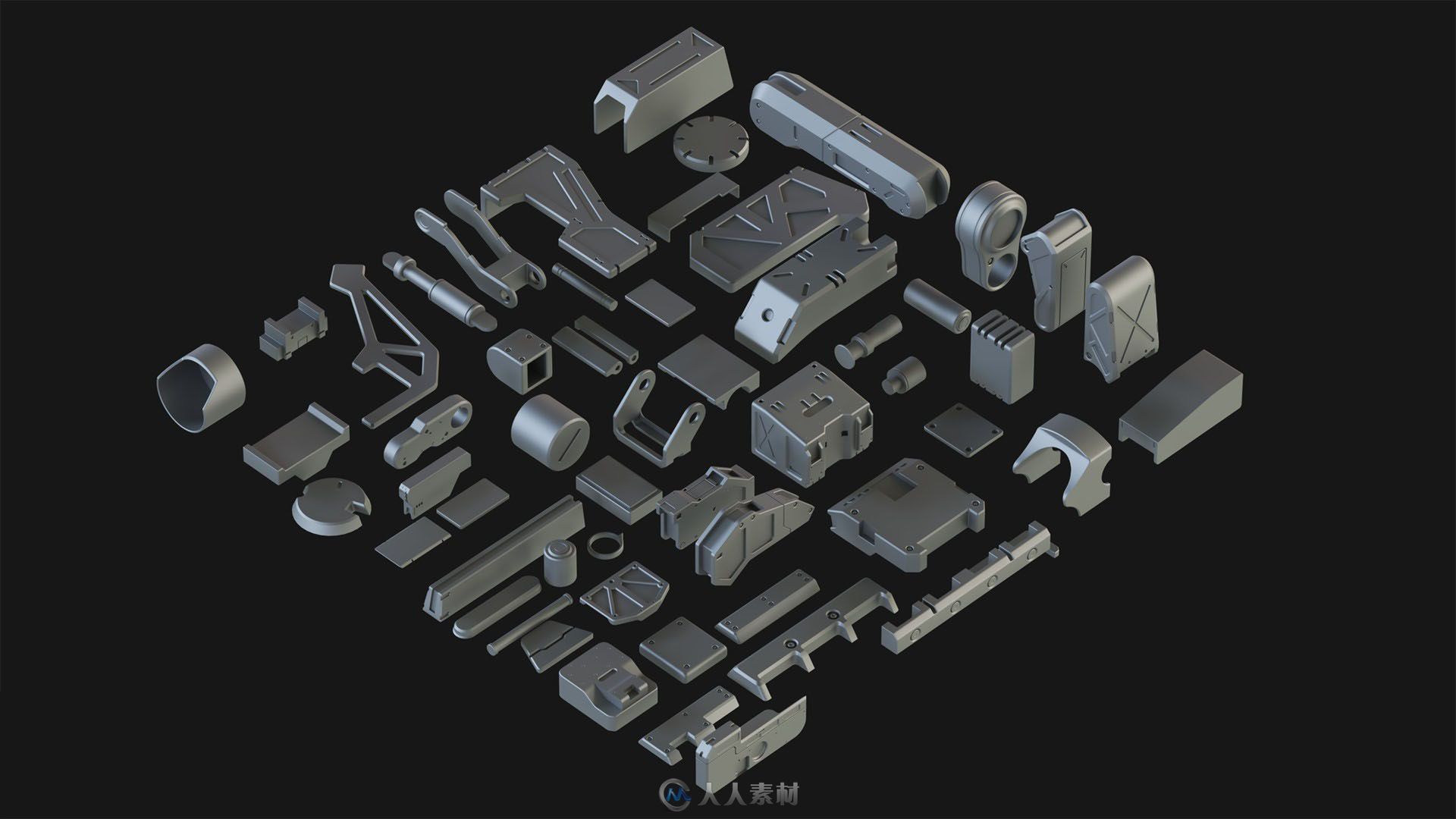 【机械高模 零部件】Hard Surface Kitbash Pack 01【1.04G】