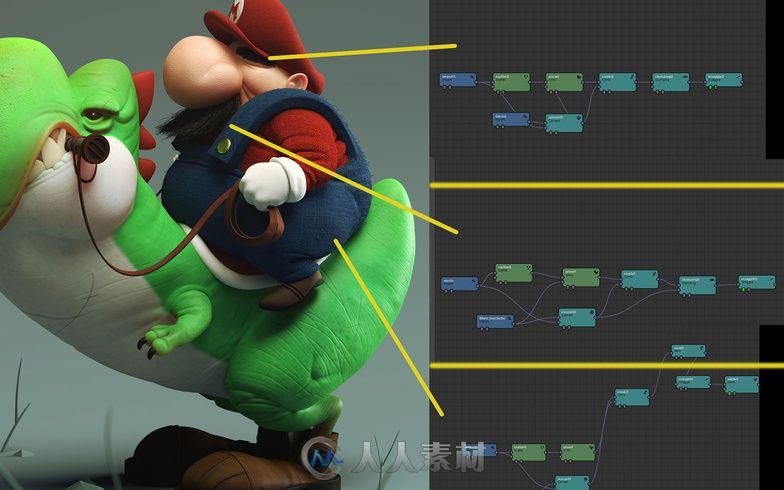 使用ZBrush雕刻马里奥和他的坐骑Yoshi 从建模到最终的图像渲染全过程解析