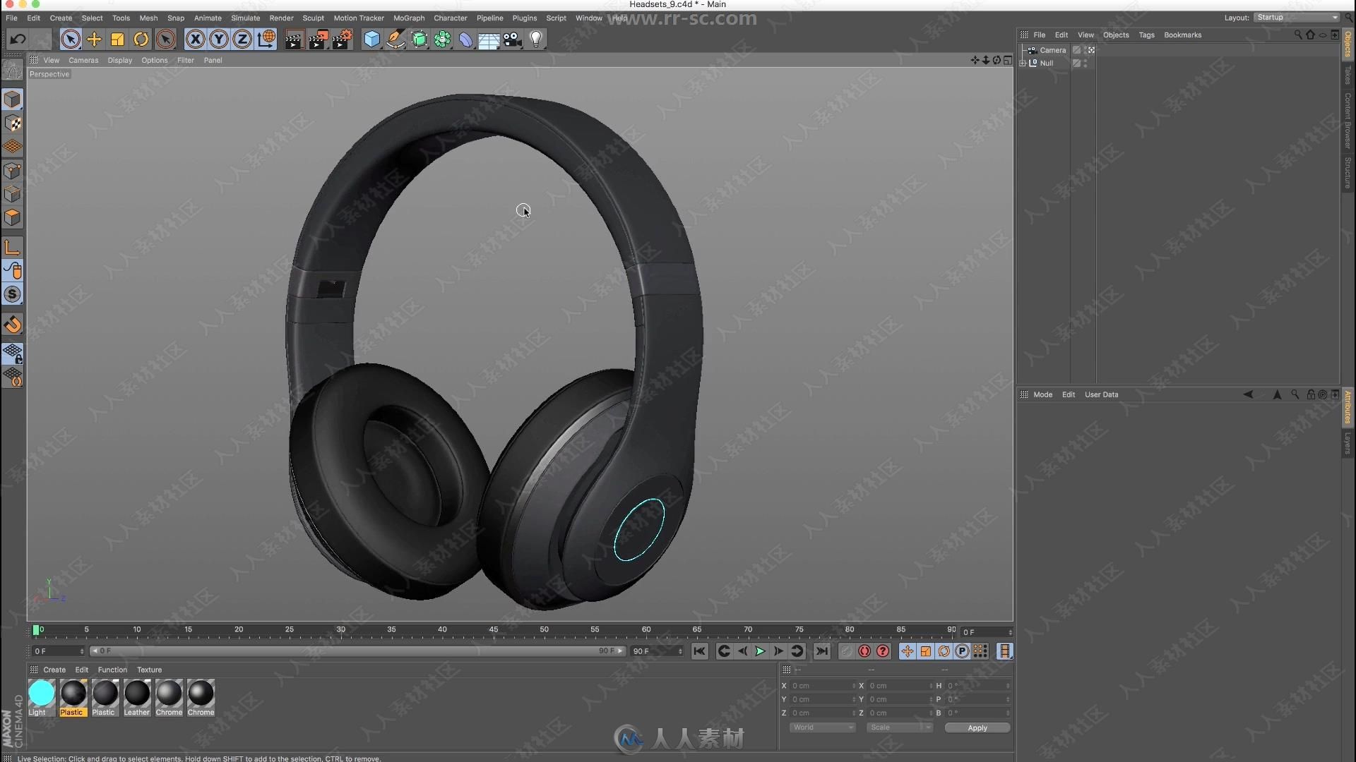 Cinema 4D精致耳机3D建模实例制作视频教程