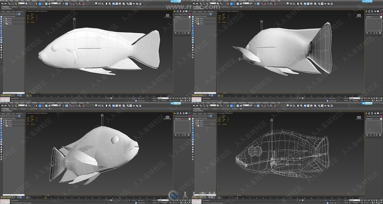 20组蓝鲸蟹海豚鱼类3D模型合集