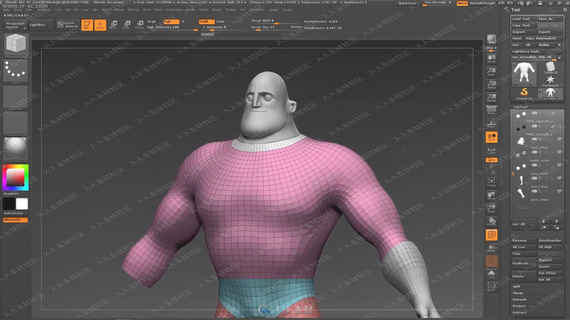 超人总动员超人先生Zbrush制作全流程视频教程