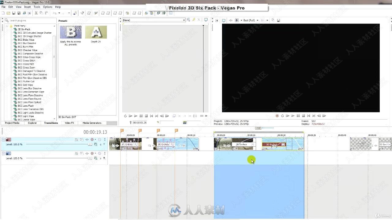 Pixelan 3D Six Pack转场过度插件使用技术训练视频教程