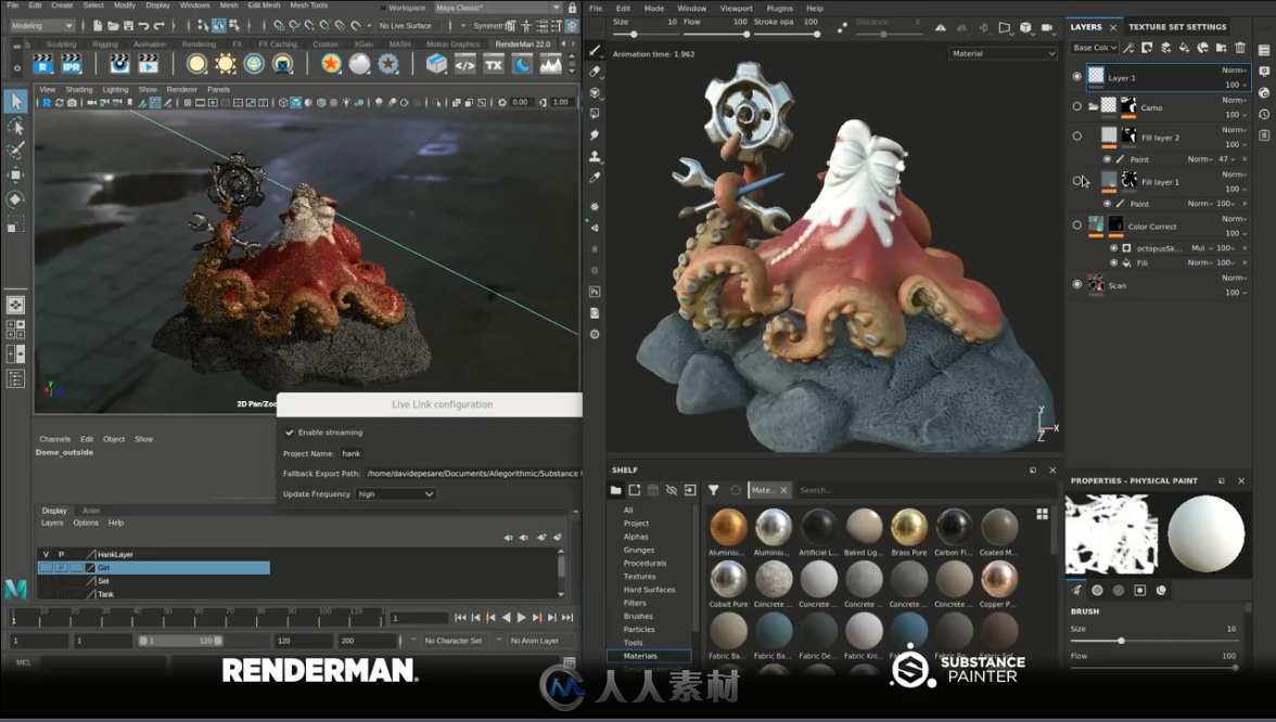 Substance Painter软件和Renderman软件集成操作实验