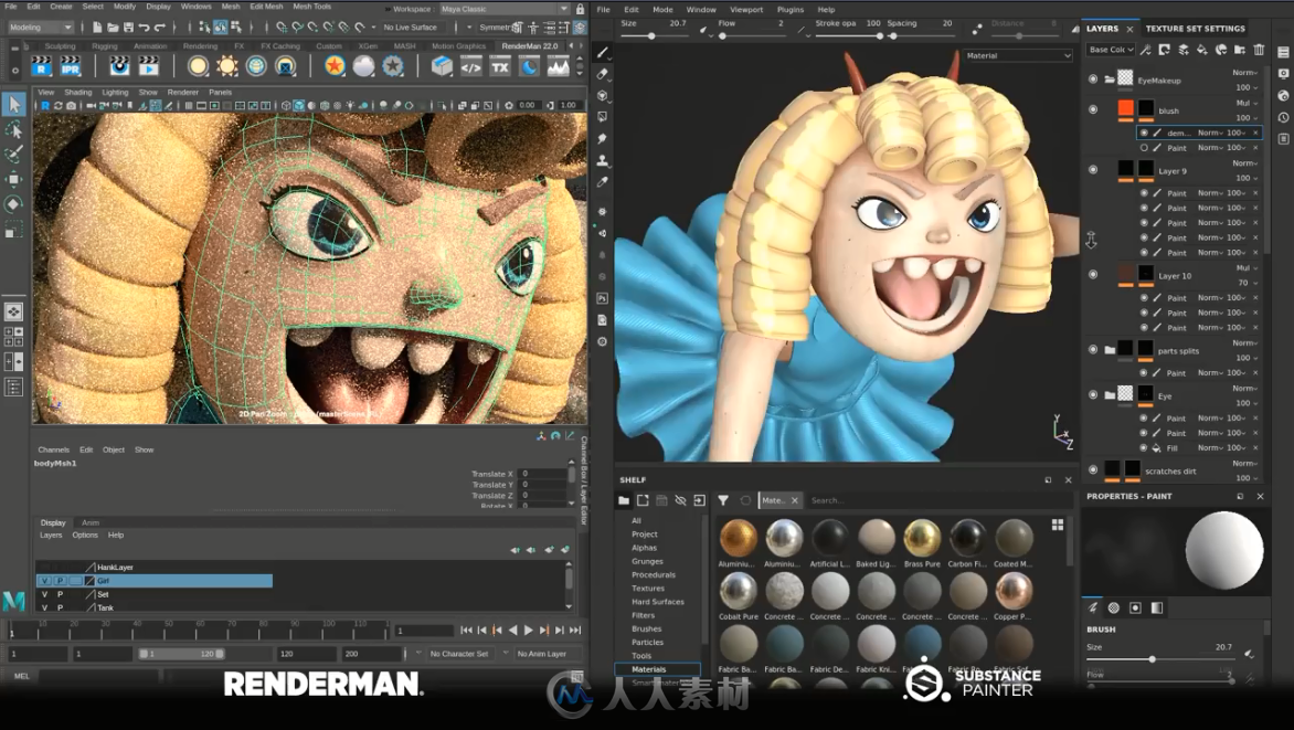 Substance Painter软件和Renderman软件集成操作实验