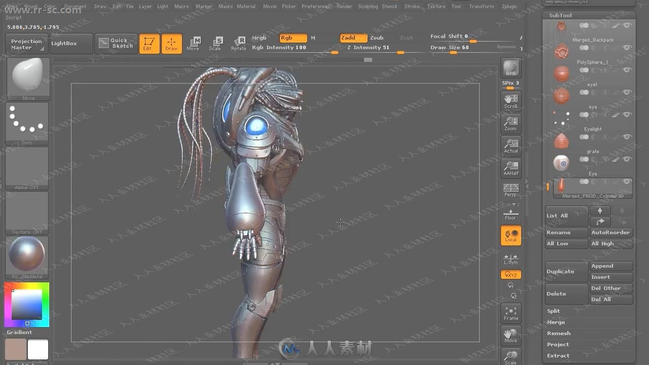 ZBrush未来宇宙战士雕刻制作视频教程