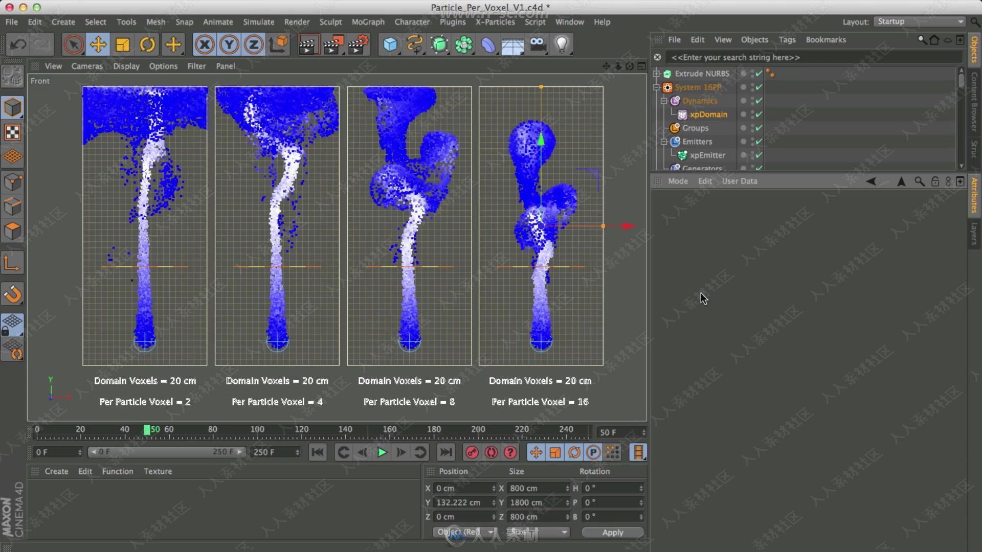 C4D中X-Particles水下气泡特效制作视频教程