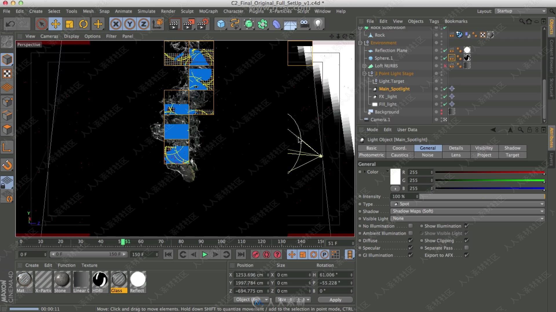 C4D中X-Particles水下气泡特效制作视频教程