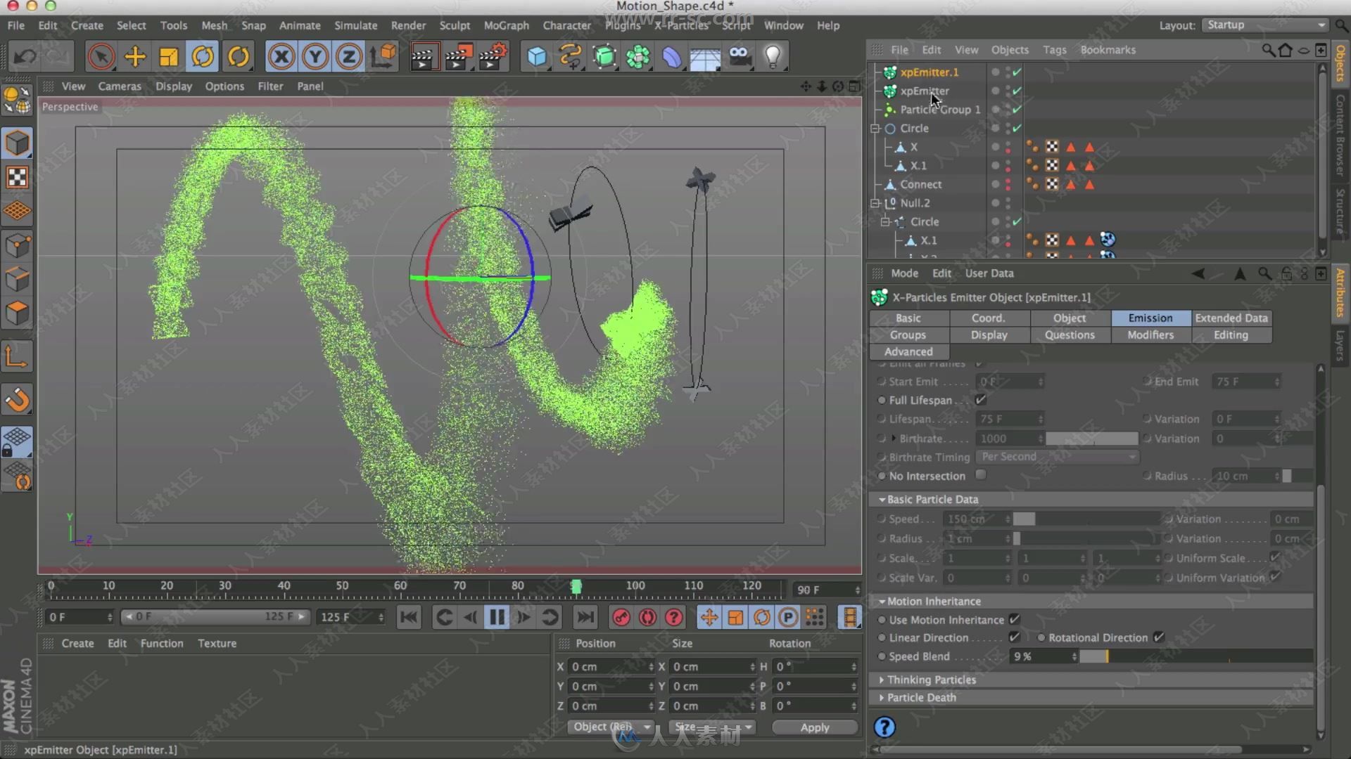 C4D中X-Particles水下气泡特效制作视频教程