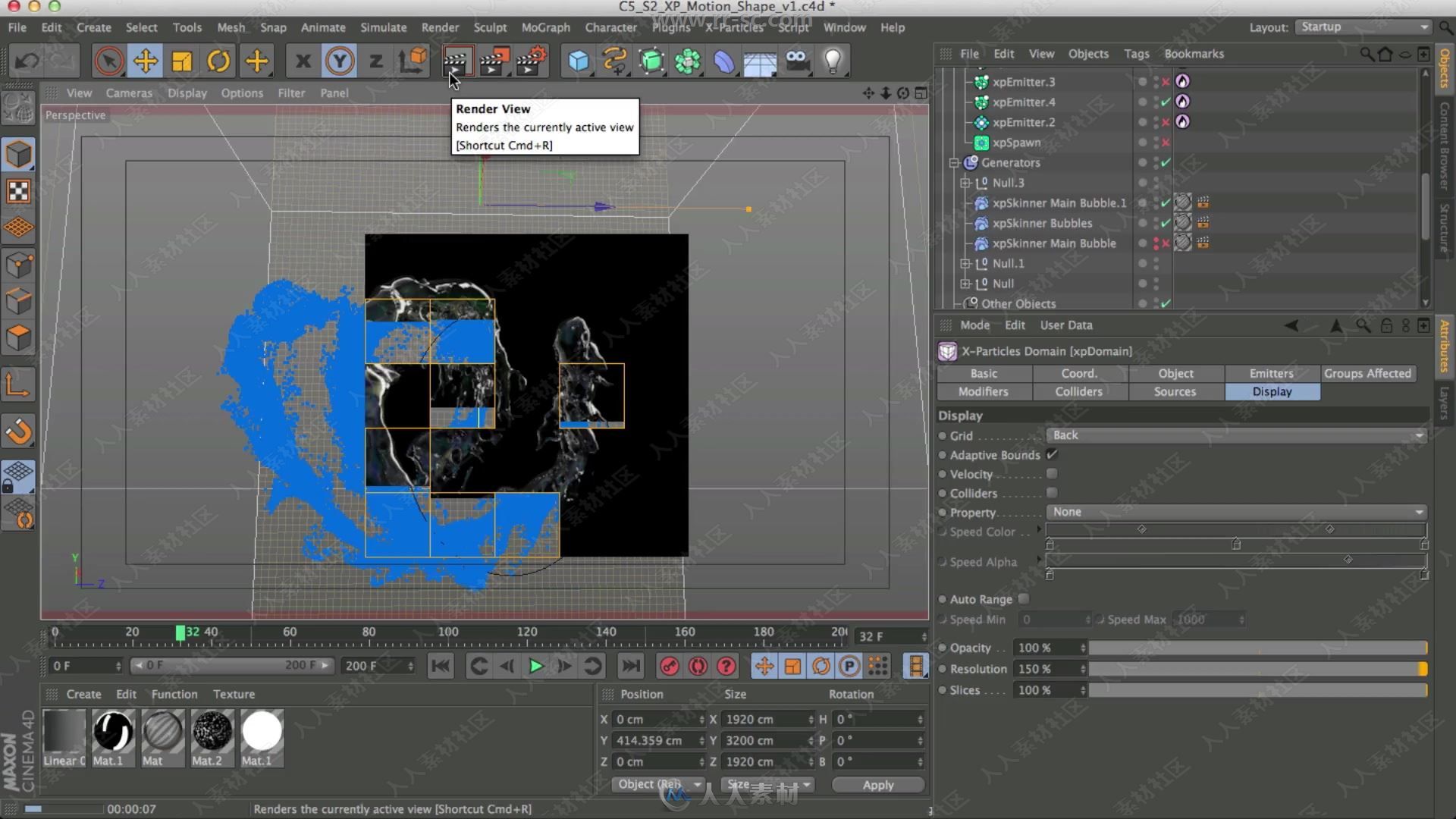 C4D中X-Particles水下气泡特效制作视频教程