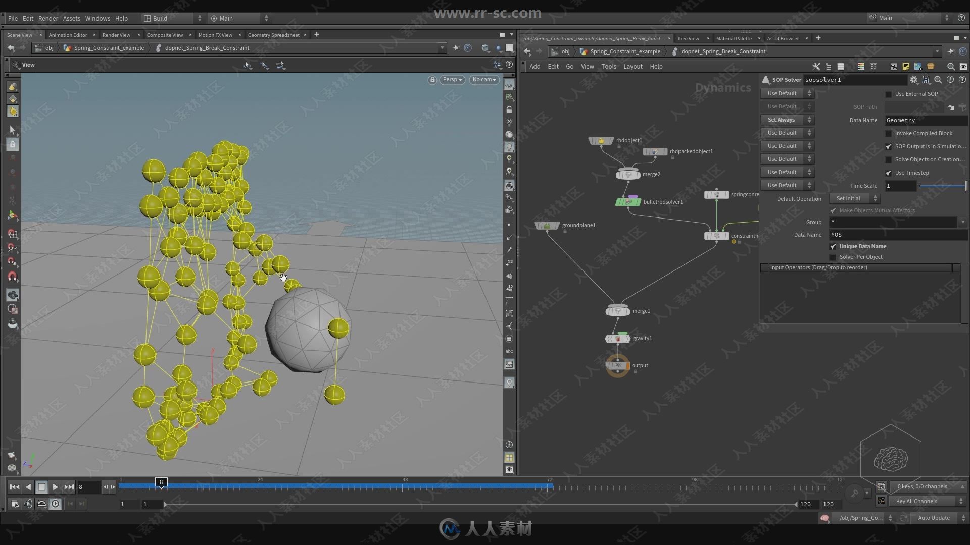 Houdini 17中Dynamics动力学基础技能视频教程