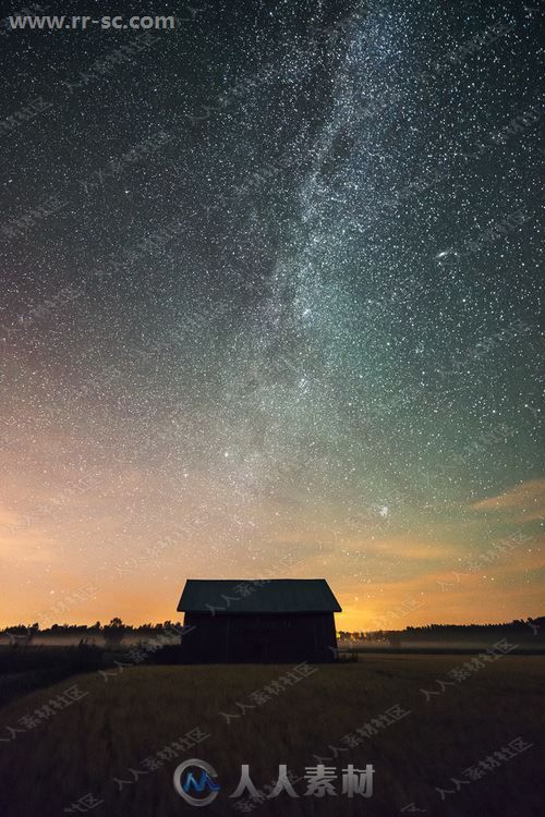 夜空星光自然景观增强蓝色调后期特效PS动作