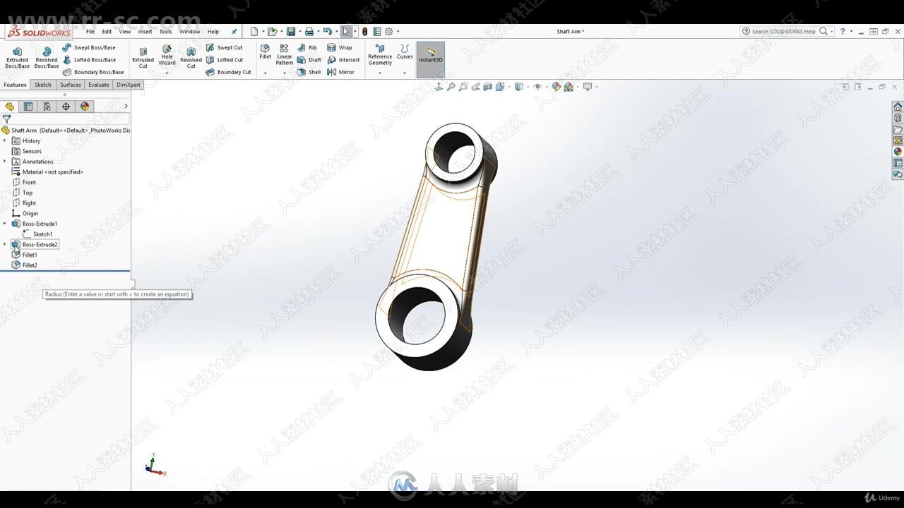 Solidworks中3D建模与2D绘图技术训练视频教程