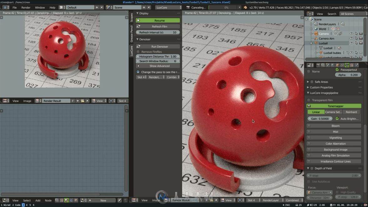 物理渲染器LuxCoreRender 2.1已经发布了 新增了图像降噪器