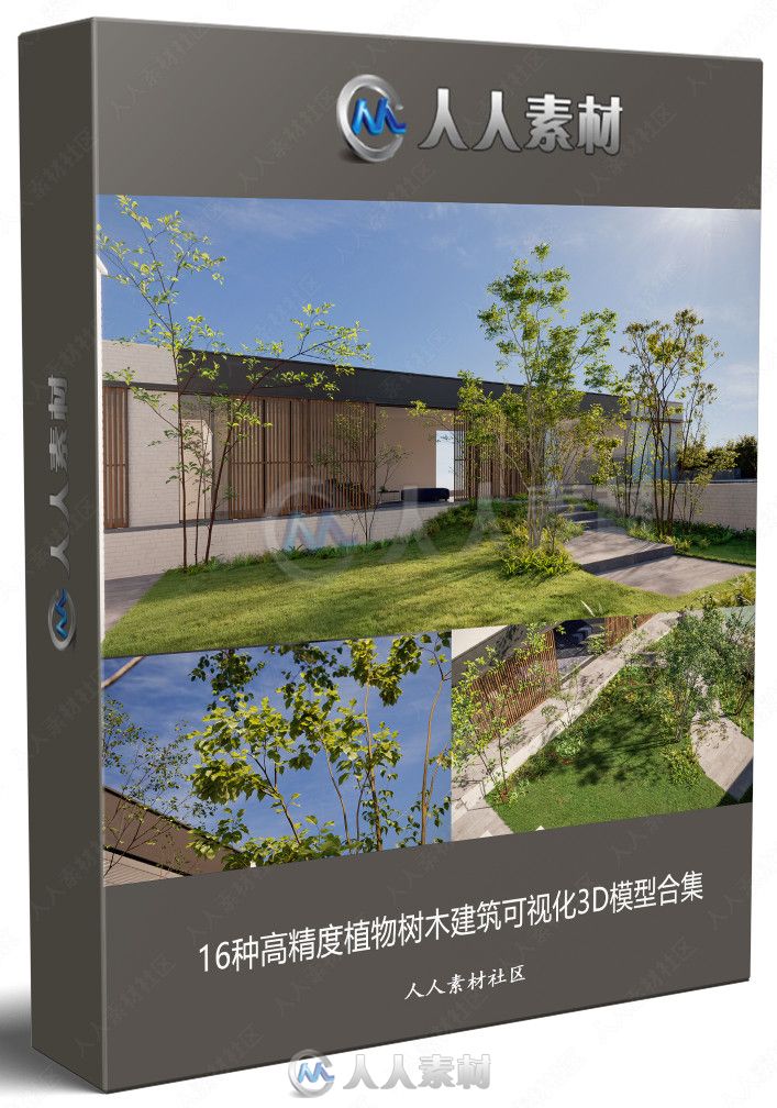 16种高精度植物树木建筑可视化3D模型合集