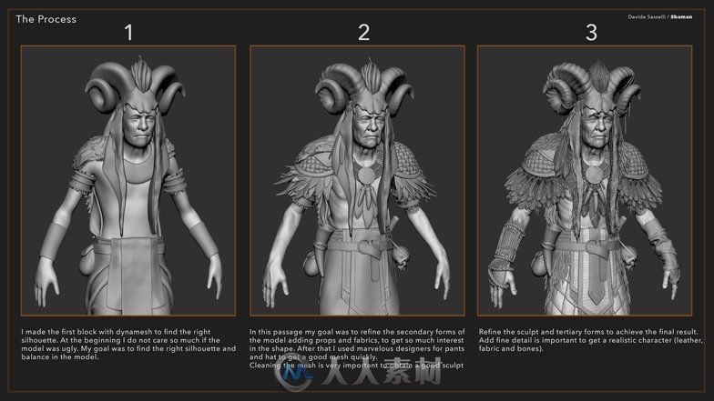 使用ZBrush雕刻萨满教道士角色的全过程解析 操作步骤十分详细