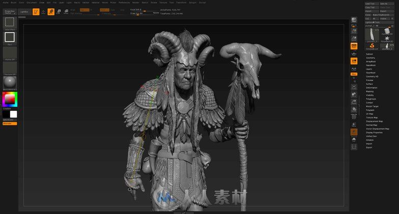 使用ZBrush雕刻萨满教道士角色的全过程解析 操作步骤十分详细