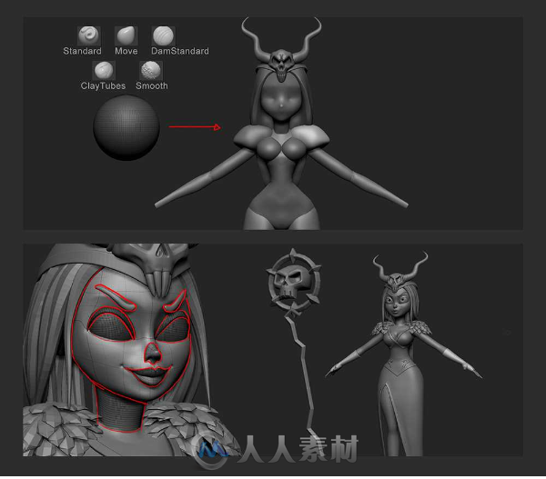 使用ZBrush和3ds Max软件制作女巫模型 制作流程全过程解析