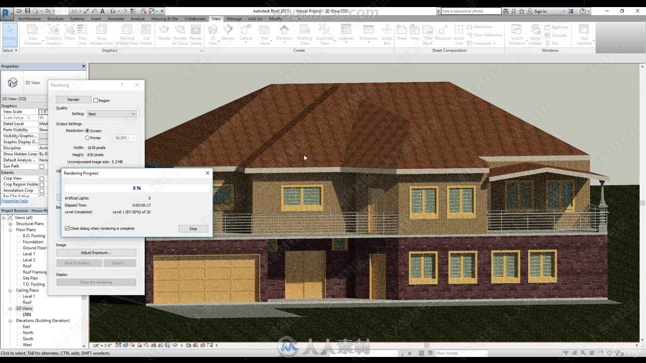 Revit 2019建筑设计初学者入门训练视频教程