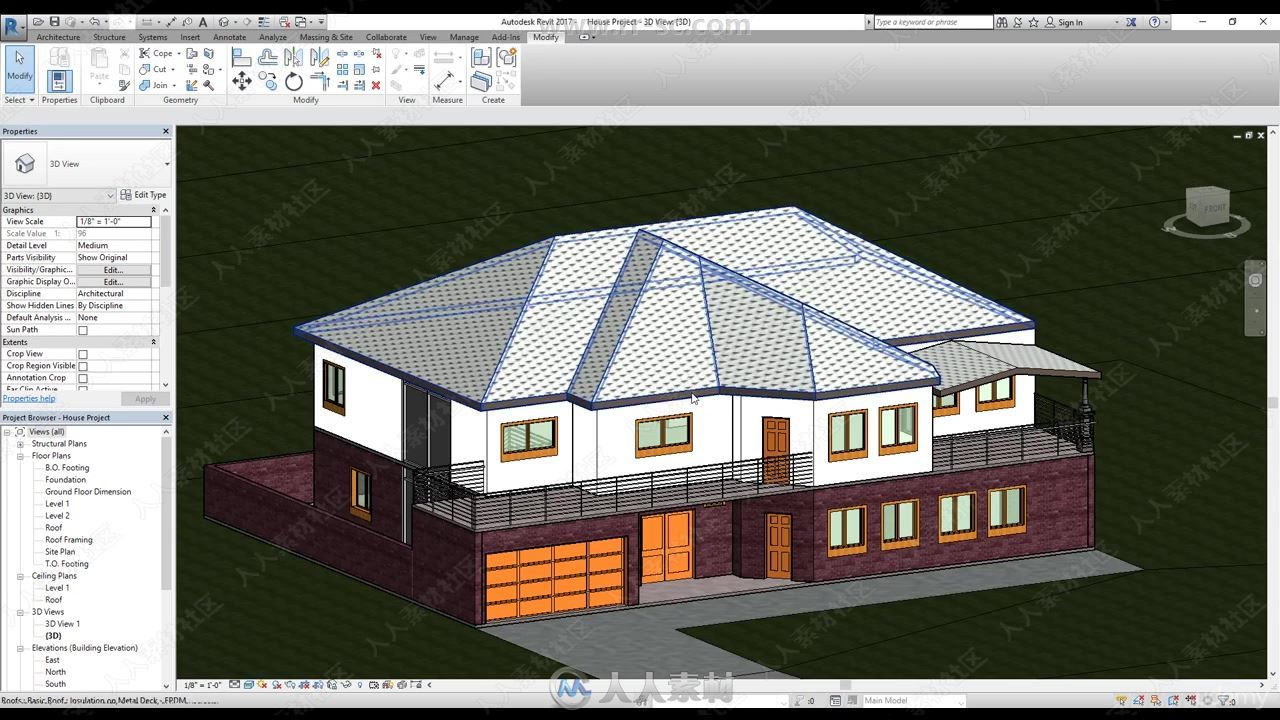 Revit 2019建筑设计初学者入门训练视频教程