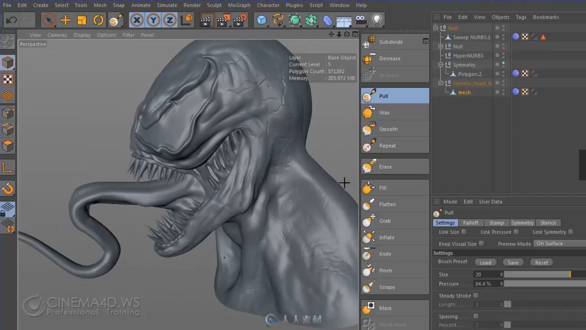 C4D雕刻毒液的教程