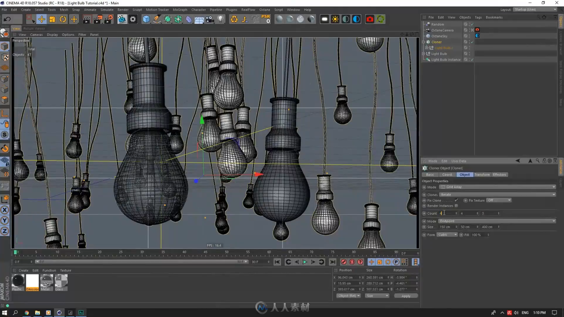 C4D高级教程：用OC渲染器渲染发光的电灯泡[中文字幕教程]