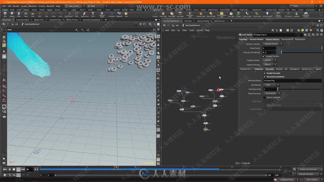 Houdini液体冲击模拟流体特效视频教程