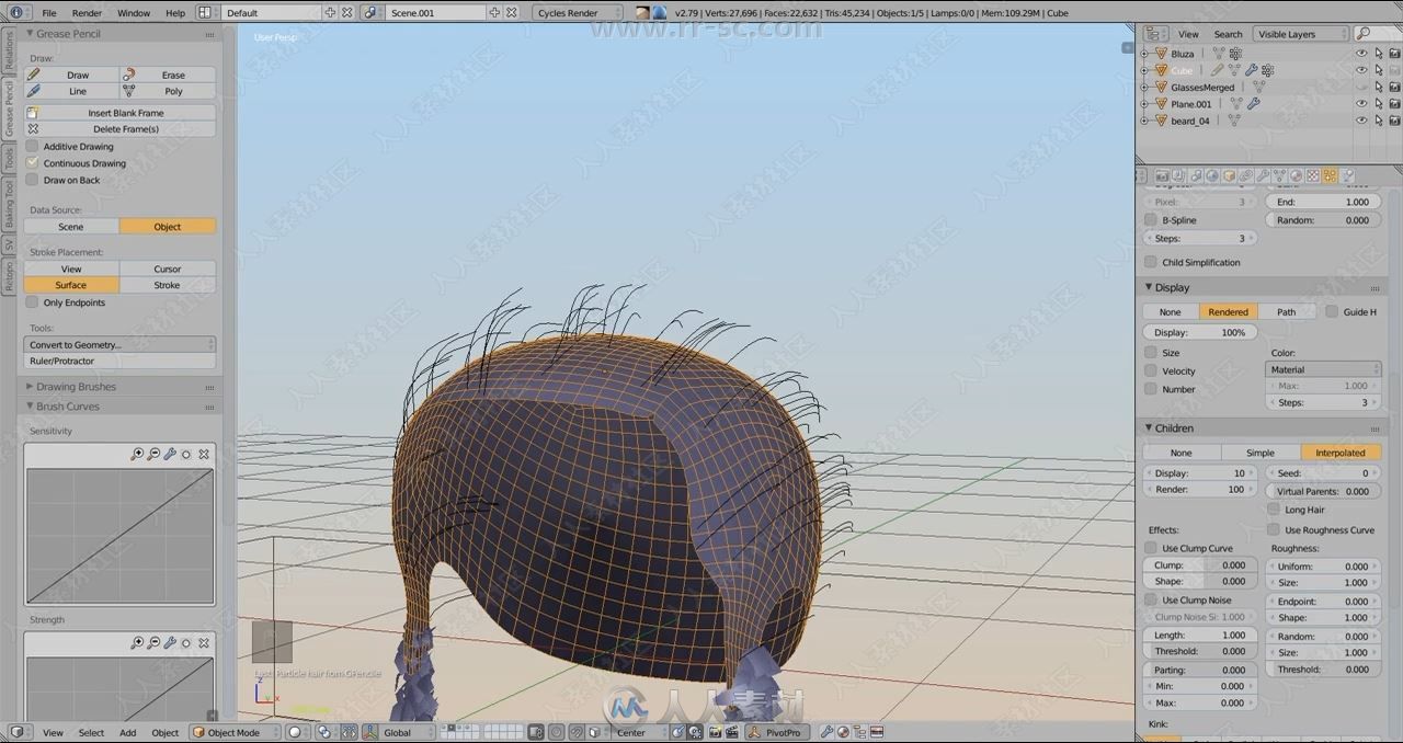 Hair Tool头发建模制作Blender插件V2.0.14版