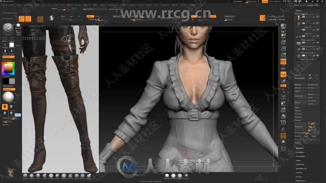 Zbrush游戏女性剑士角色雕刻制作完整流程视频教程