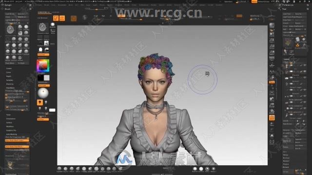 Zbrush游戏女性剑士角色雕刻制作完整流程视频教程