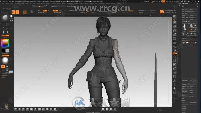 Zbrush游戏女性剑士角色雕刻制作完整流程视频教程