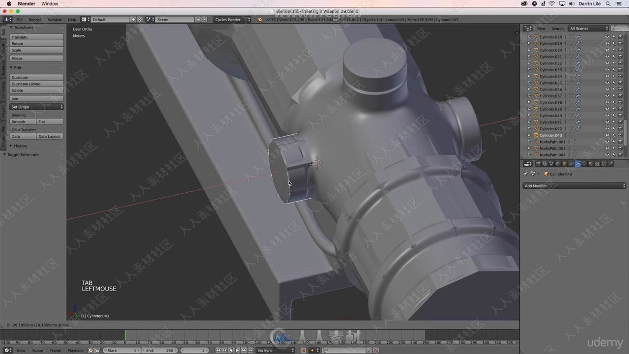 Blender与SP游戏机枪建模与纹理贴图制作频教程