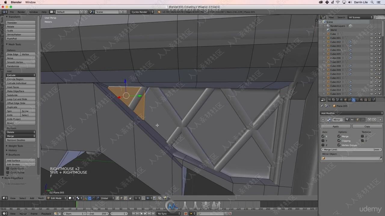 Blender与SP游戏机枪建模与纹理贴图制作频教程