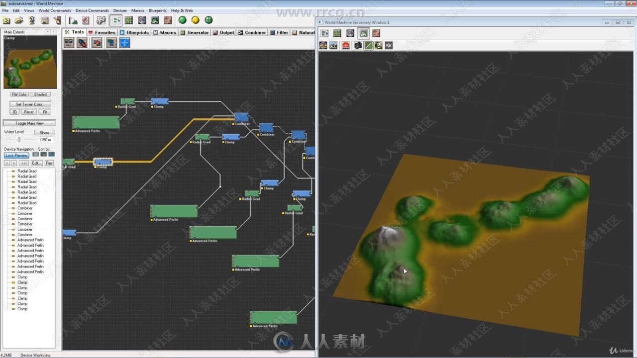 World Machine山脉火山口地形实例制作视频教程