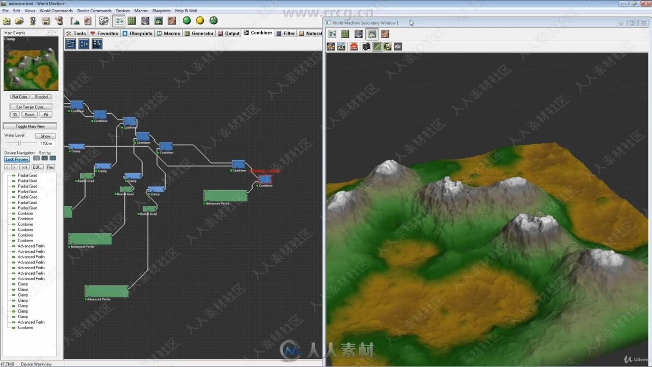 World Machine山脉火山口地形实例制作视频教程