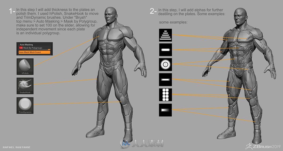 教程分享：使用ZBrush和Marmoset Toolbag两款软件雕刻和绘制3D战士角色